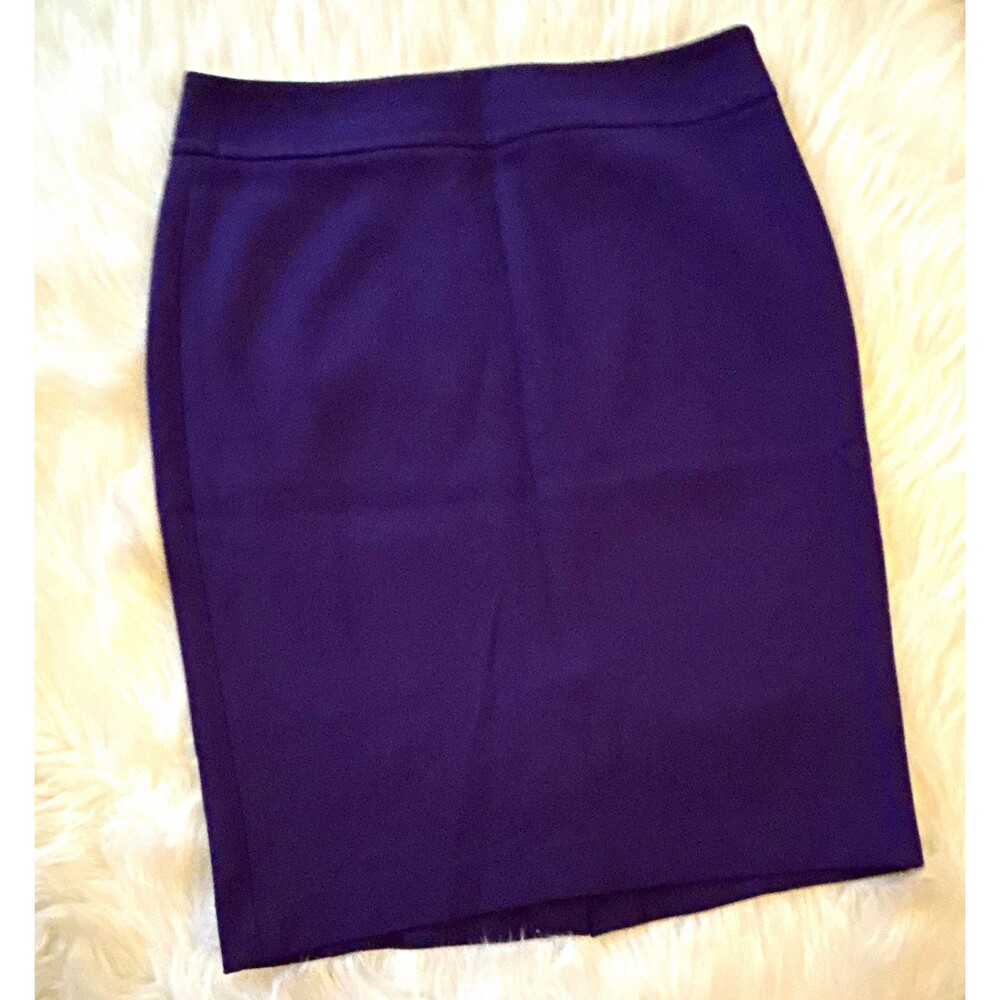 Ann Taylor LOFT Purple Pencil Skirt 8 Knee Length Lined Zip Twill Dry Clean 513